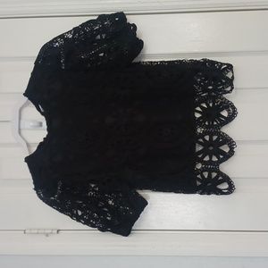Ultra Pink Black Top With Lace Style & Small Opening In The Back
